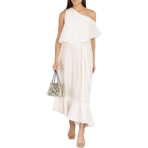 NWT STELLA MCCARTNEY One-shoulder Silk Crepe De Chine Cream Dress - Picture 1 of 10
